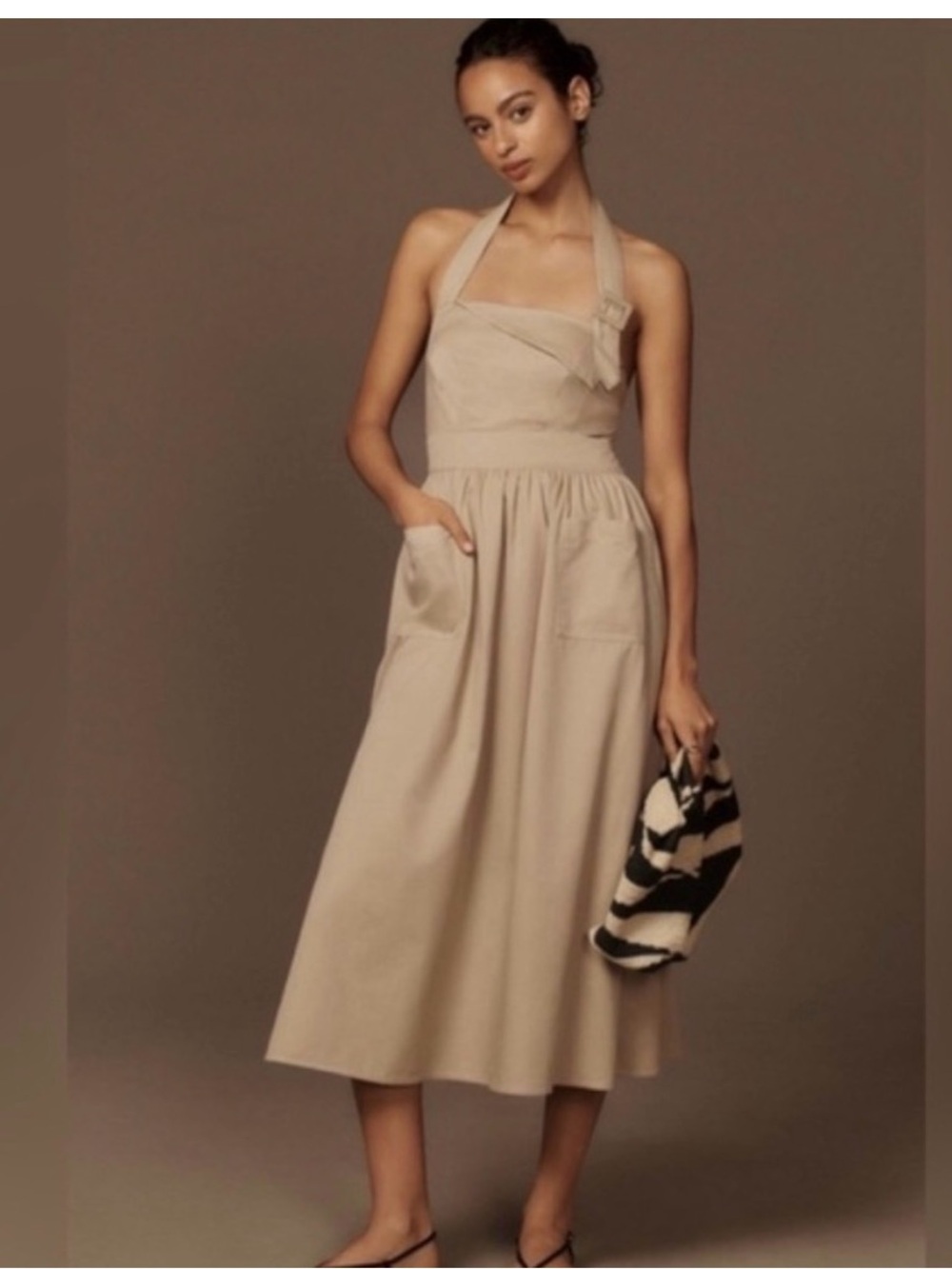 Anthropologie Porridge Halter Utility Midi Dress
